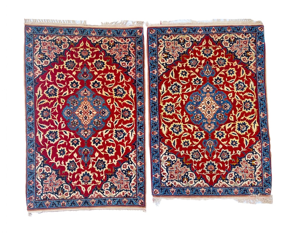 PAIR OF SMALL ISFAHAN PUSHTI RUGS, CENTRAL PERSIA 