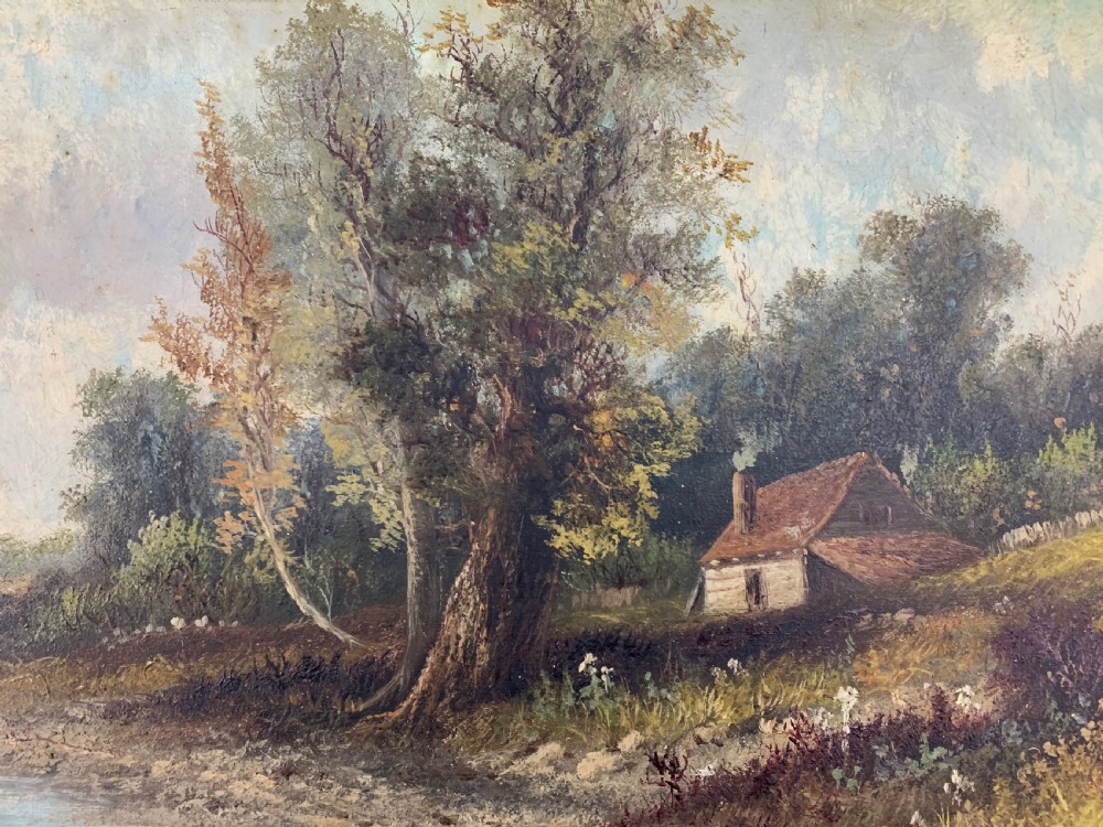 PAIR OF 18TH CENTURY GILT-WOOD FRAMED OIL ON CANVAS LANDSCAPES, SIGNED J.HALL  View III
