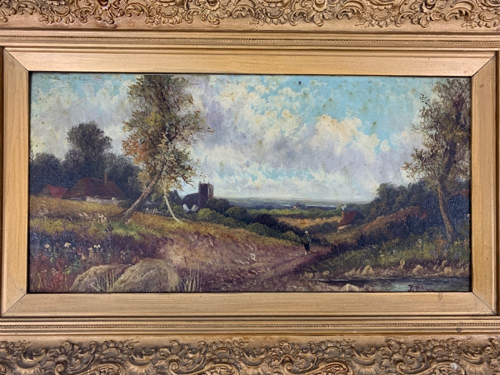 PAIR OF 18TH CENTURY GILT-WOOD FRAMED OIL ON CANVAS LANDSCAPES, SIGNED J.HALL  View VI
