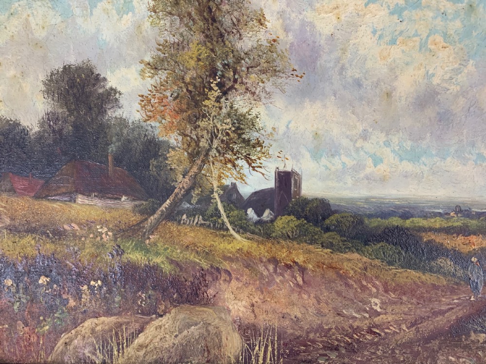 PAIR OF 18TH CENTURY GILT-WOOD FRAMED OIL ON CANVAS LANDSCAPES, SIGNED J.HALL  View VII