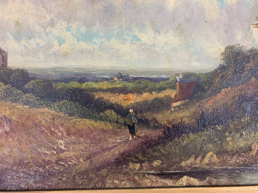 PAIR OF 18TH CENTURY GILT-WOOD FRAMED OIL ON CANVAS LANDSCAPES, SIGNED J.HALL  View VIII