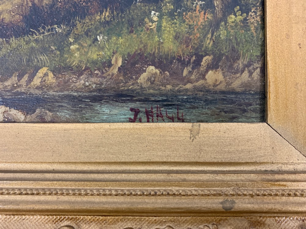 PAIR OF 18TH CENTURY GILT-WOOD FRAMED OIL ON CANVAS LANDSCAPES, SIGNED J.HALL  View IX