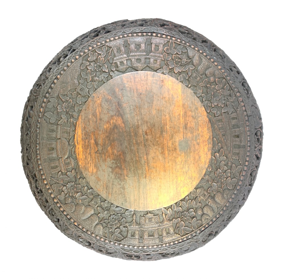 19TH CENTURY ANGLO-INDIAN EXTENSIVELY CARVED ROSEWOOD CENTRE TABLE View II