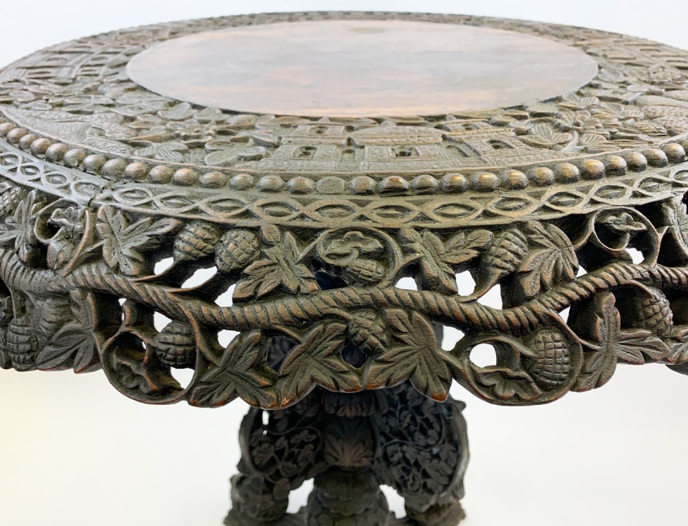 19TH CENTURY ANGLO-INDIAN EXTENSIVELY CARVED ROSEWOOD CENTRE TABLE View III
