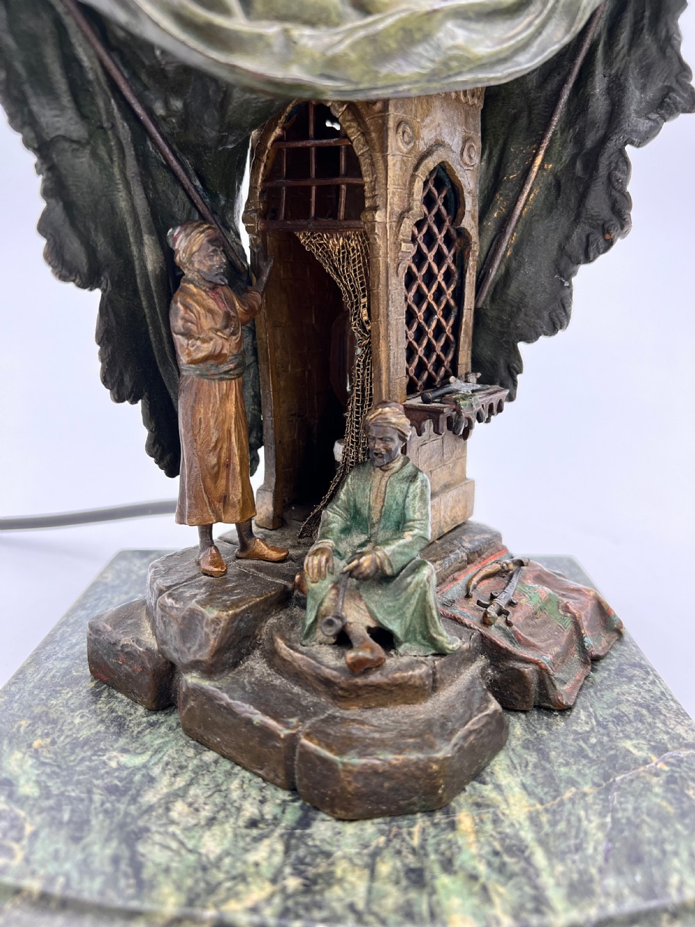 Late 19th Century Austrian Bergman Cold Painted Bronze Lamp  View V