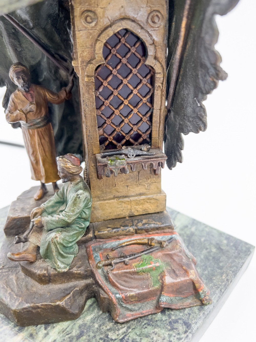 Late 19th Century Austrian Bergman Cold Painted Bronze Lamp  View VI