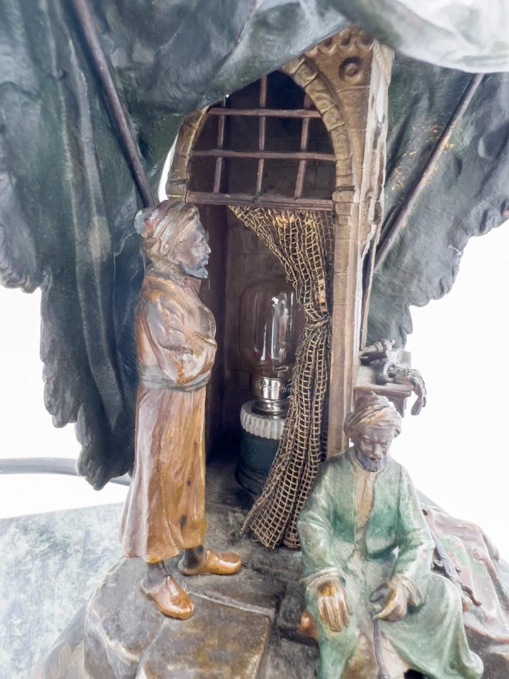 Late 19th Century Austrian Bergman Cold Painted Bronze Lamp  View VII