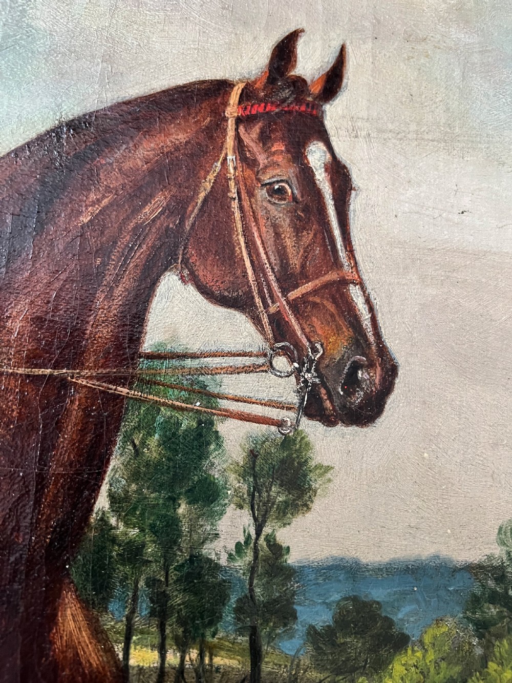 19th Century Oil On Canvas Painting Of A Lady Riding A Horse Side Saddle  View V