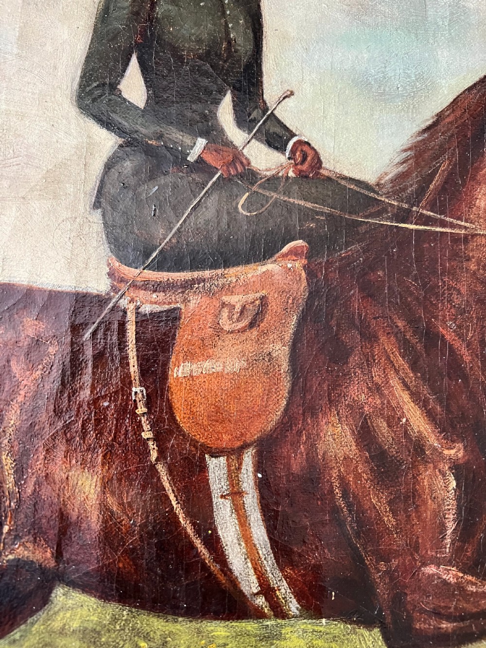 19th Century Oil On Canvas Painting Of A Lady Riding A Horse Side Saddle  View VI
