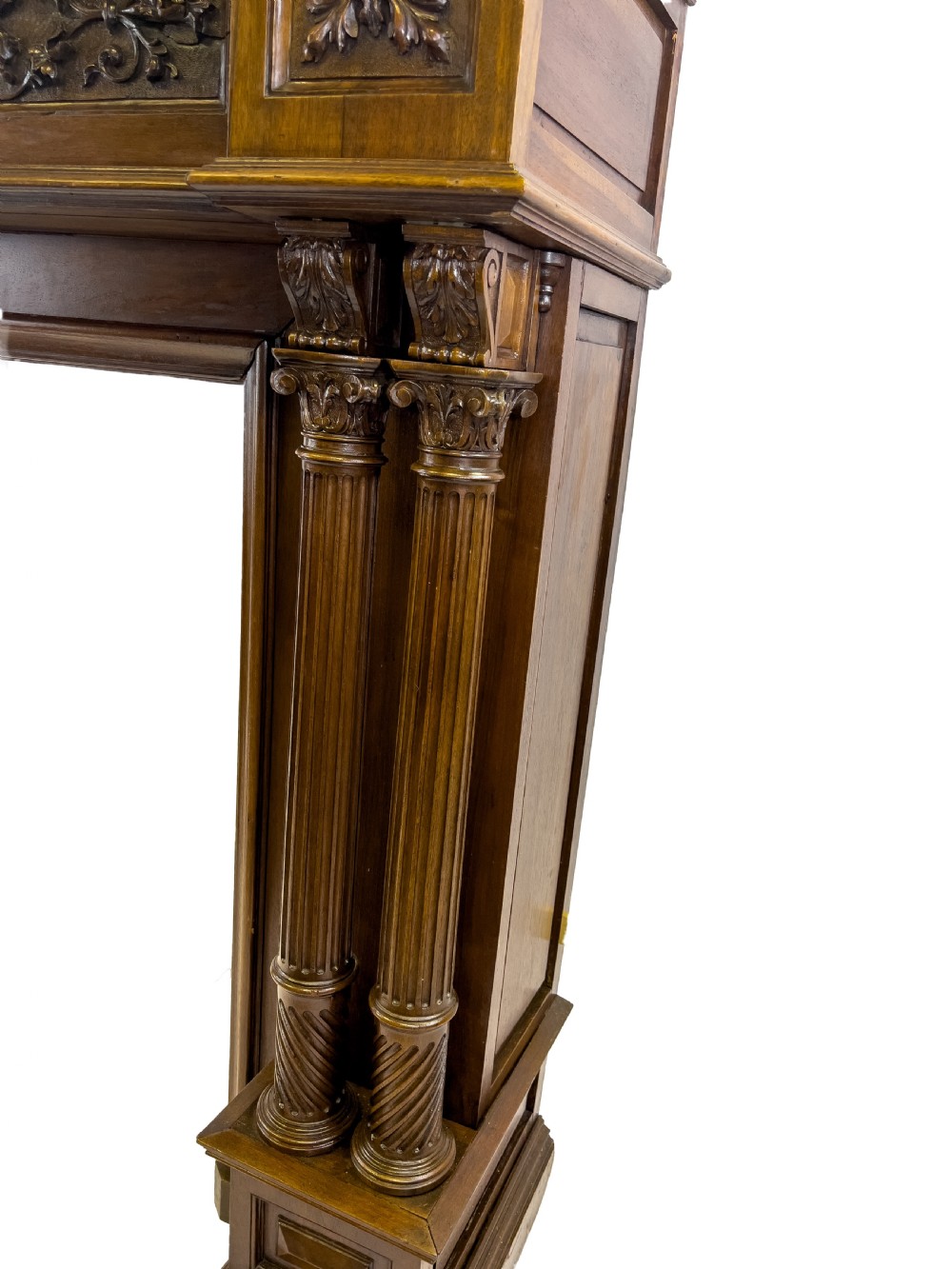 Antique Carved Wood Fireplace Mantel  View III