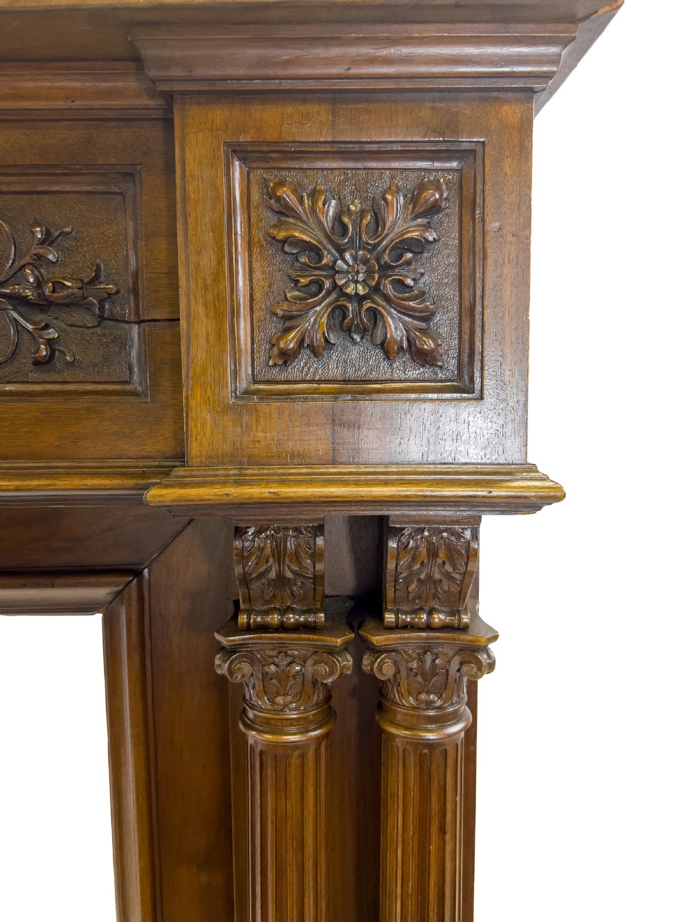Antique Carved Wood Fireplace Mantel  View IV