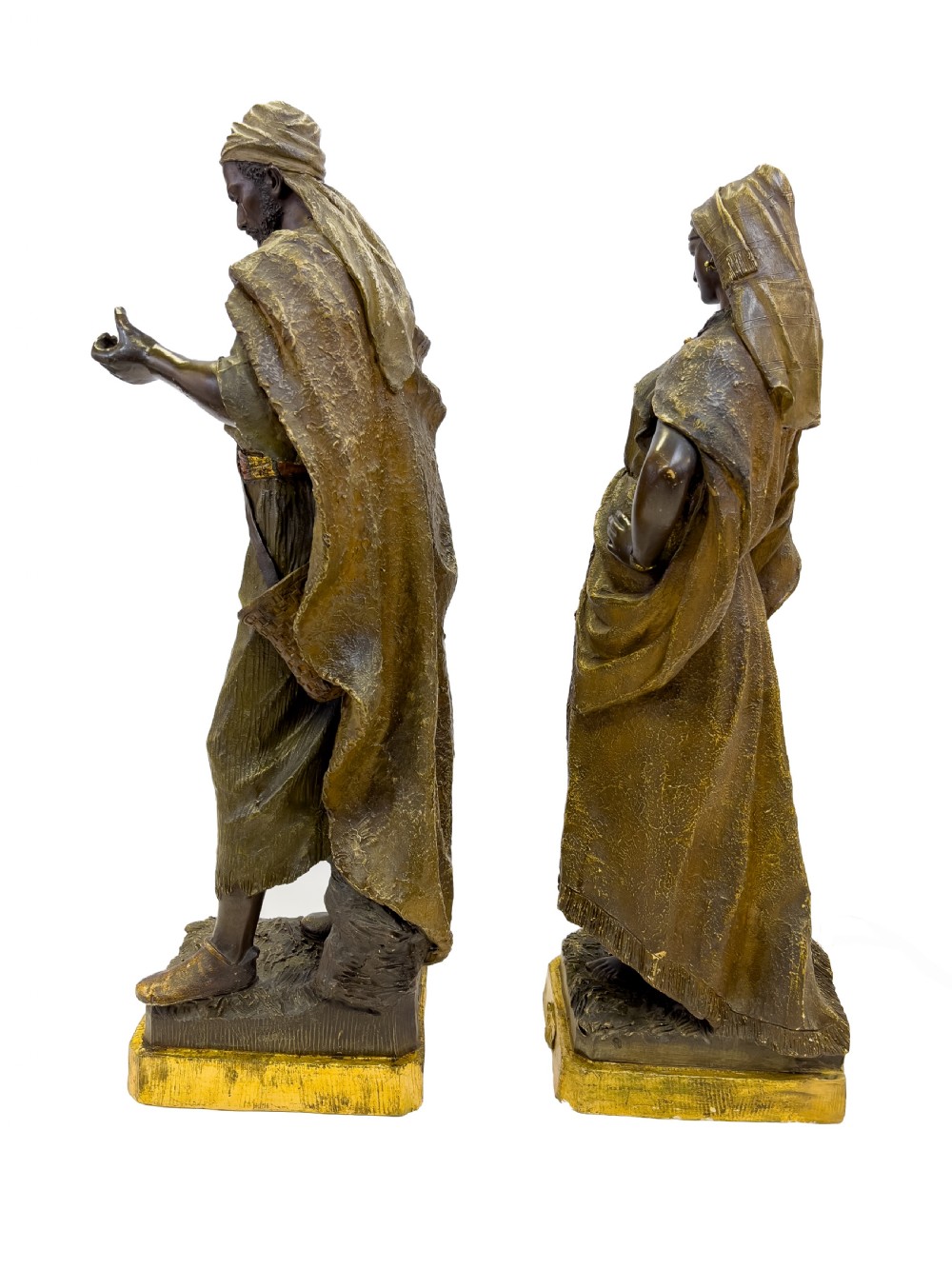 19th Century Pair Of Goldscheider Polychrome Terracotta Figures Of An Oriental Lady And Arab Soldier, Austria  View II