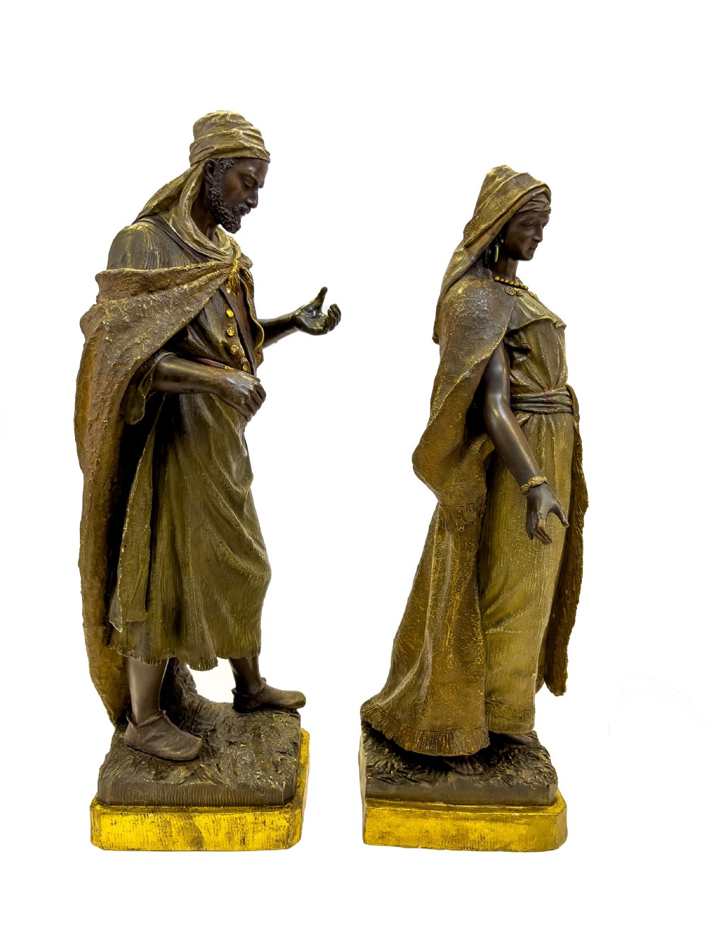 19th Century Pair Of Goldscheider Polychrome Terracotta Figures Of An Oriental Lady And Arab Soldier, Austria  View IV