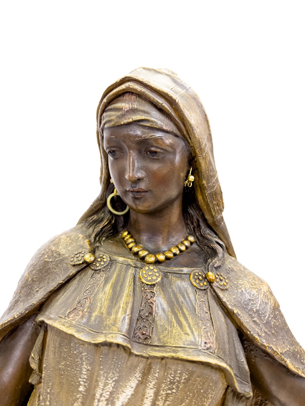 19th Century Pair Of Goldscheider Polychrome Terracotta Figures Of An Oriental Lady And Arab Soldier, Austria  View V