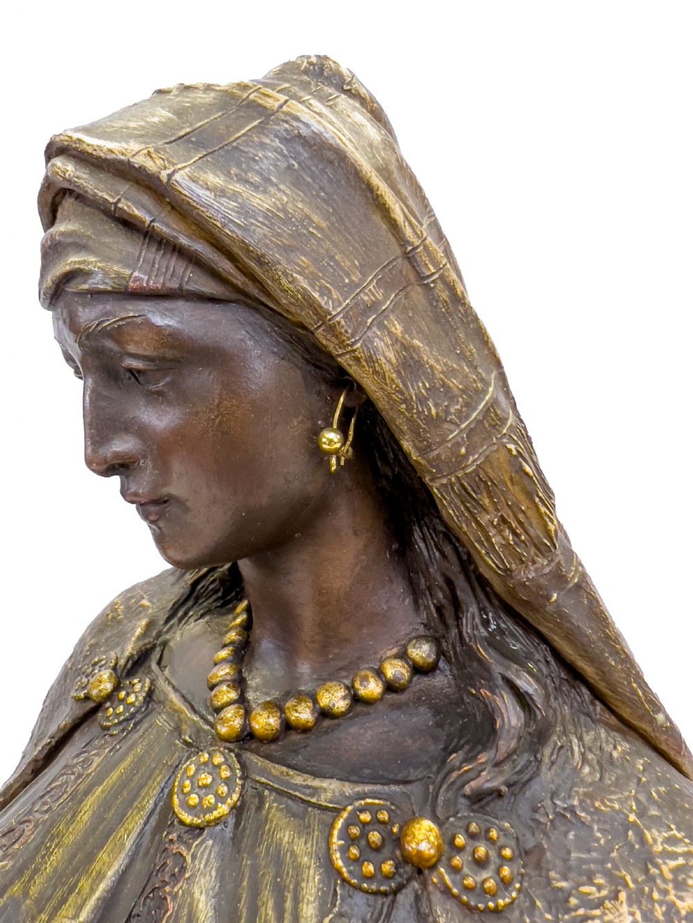 19th Century Pair Of Goldscheider Polychrome Terracotta Figures Of An Oriental Lady And Arab Soldier, Austria  View VI