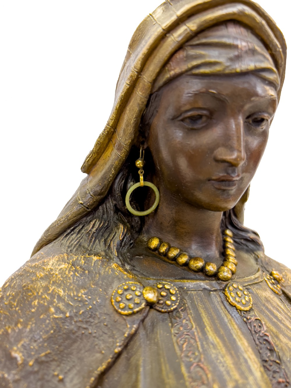 19th Century Pair Of Goldscheider Polychrome Terracotta Figures Of An Oriental Lady And Arab Soldier, Austria  View VII
