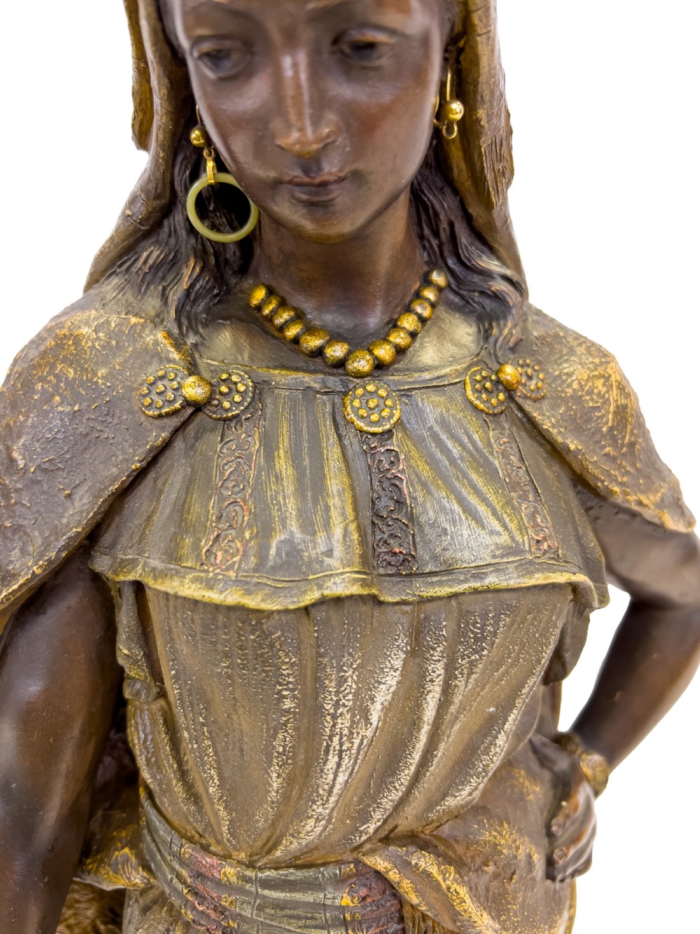 19th Century Pair Of Goldscheider Polychrome Terracotta Figures Of An Oriental Lady And Arab Soldier, Austria  View VIII