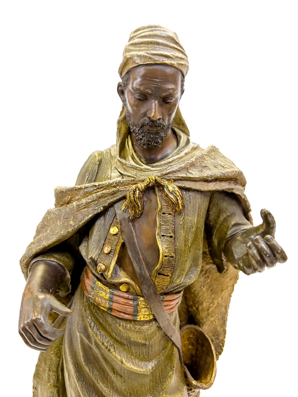 19th Century Pair Of Goldscheider Polychrome Terracotta Figures Of An Oriental Lady And Arab Soldier, Austria  View XII