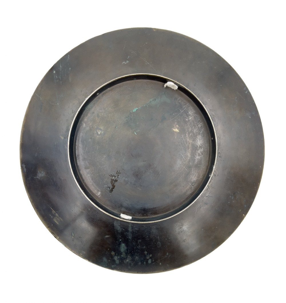 Large Japanese Bronze Charger, Meiji Period, Giant Hotei And Mount Fuji  View VII