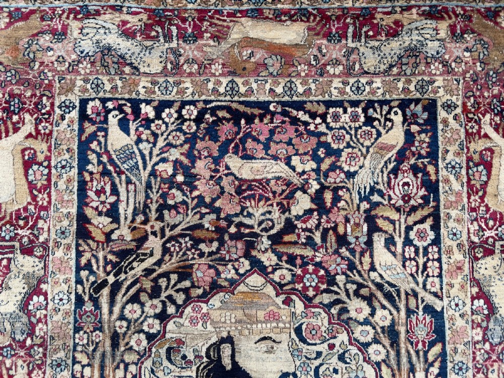 Pictorial Kerman Raver Rug Depicts Khosrow Anushirvan King Of Persia  View IV