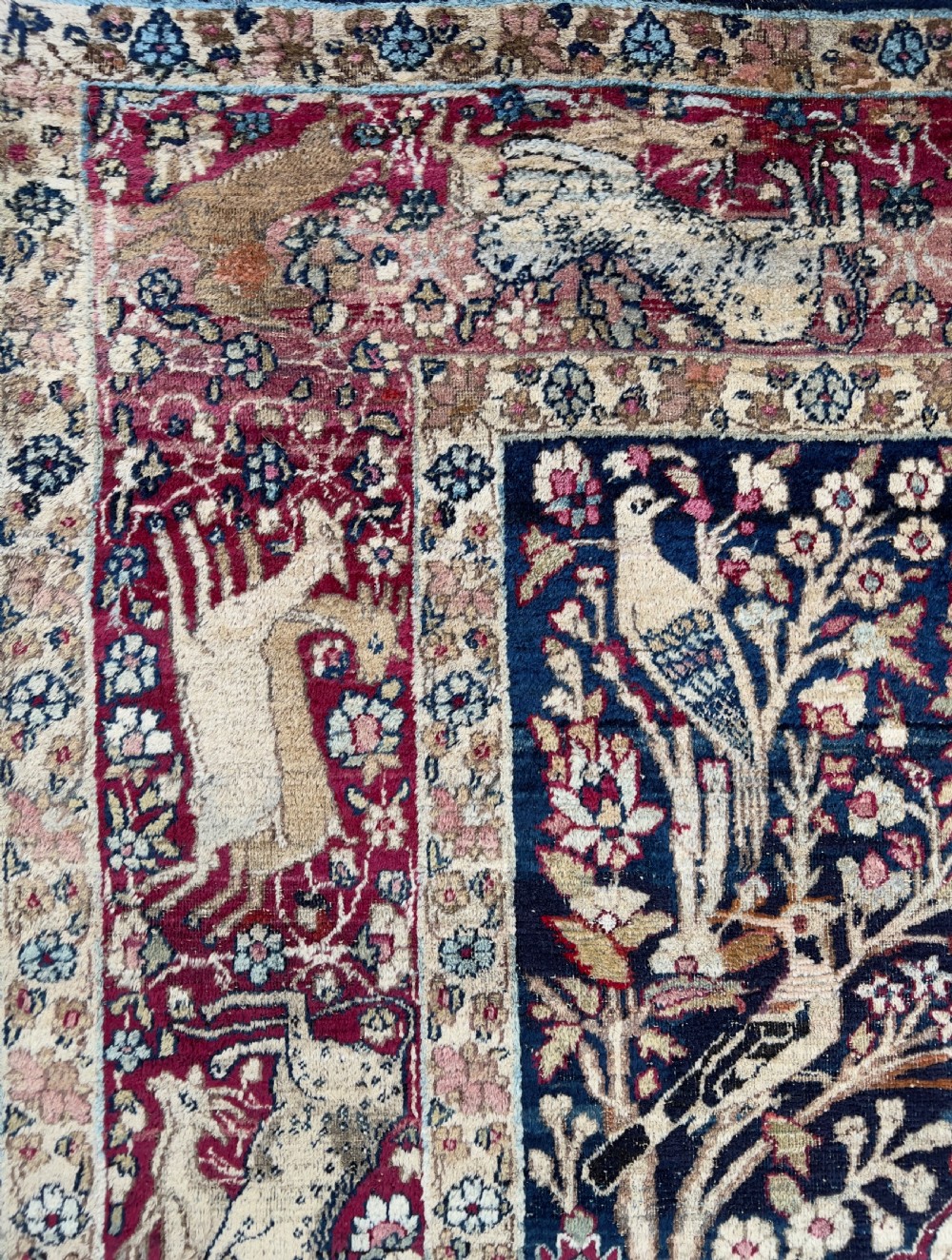 Pictorial Kerman Raver Rug Depicts Khosrow Anushirvan King Of Persia  View VI