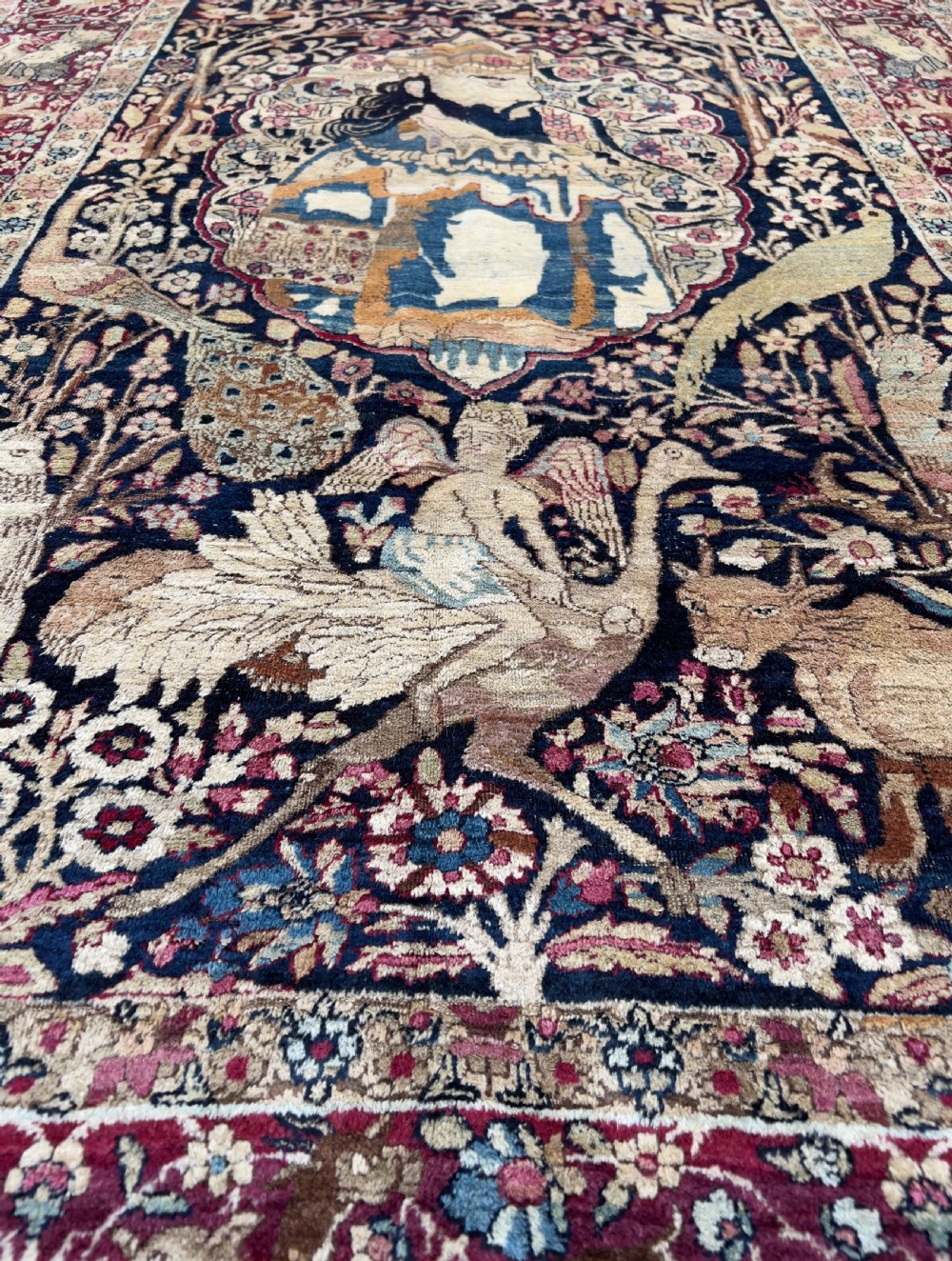 Pictorial Kerman Raver Rug Depicts Khosrow Anushirvan King Of Persia  View VII