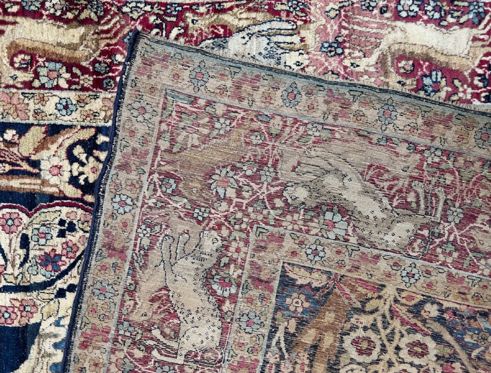 Pictorial Kerman Raver Rug Depicts Khosrow Anushirvan King Of Persia  View IX