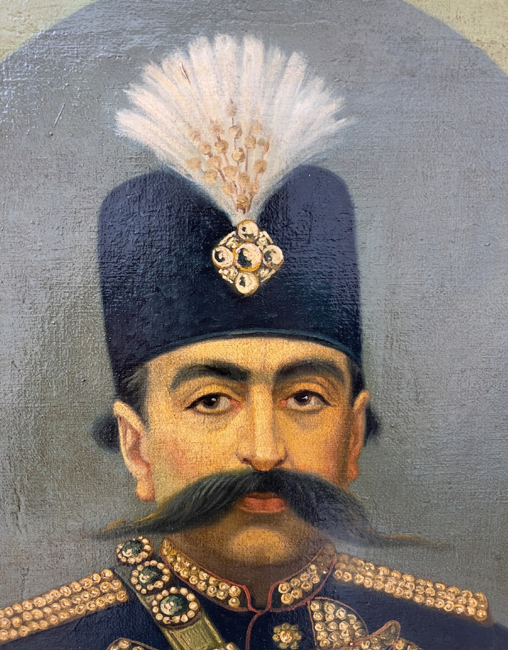 A Portrait Of Muzaffar Al-Din Shah Qajar, Persia, Signed By The Royal Painter Musawwir Al-Mulk  View IV