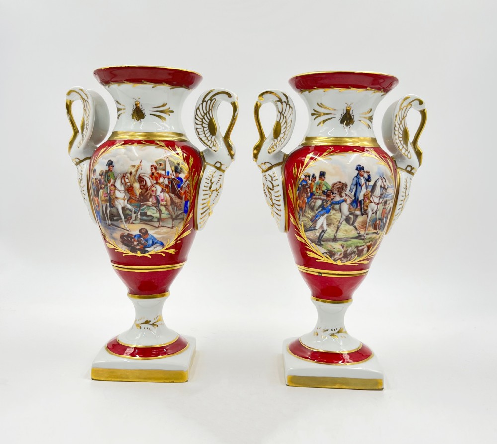 Pair Of Porcelain Empire Style Vases Marked Paris  View II