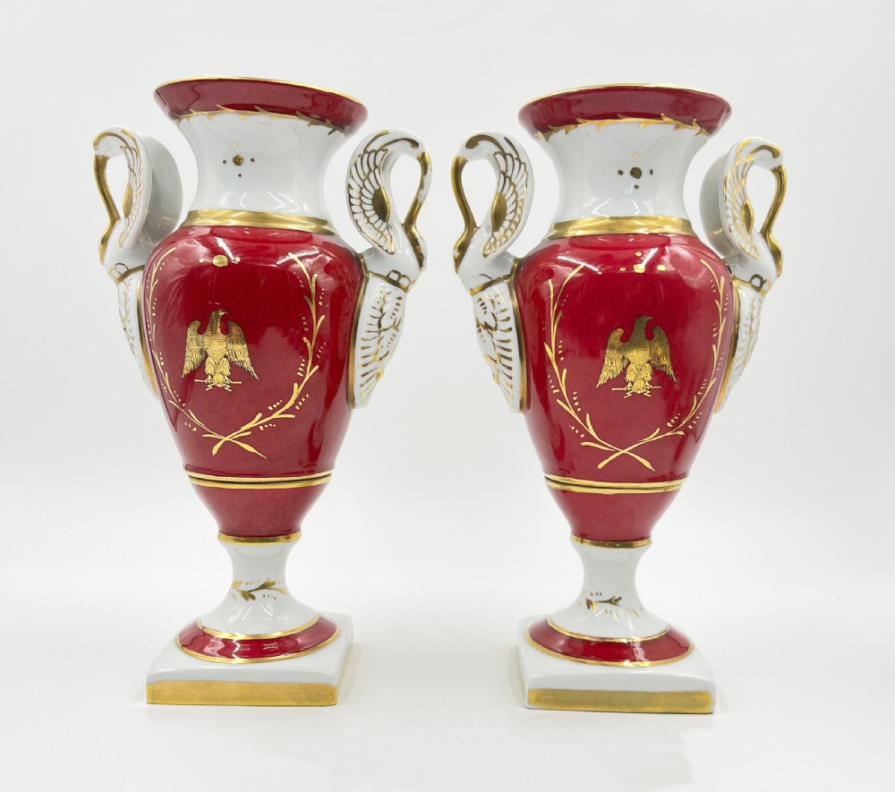 Pair Of Porcelain Empire Style Vases Marked Paris  View IV