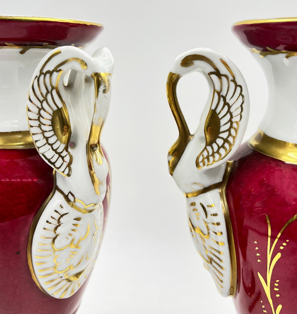 Pair Of Porcelain Empire Style Vases Marked Paris  View VII