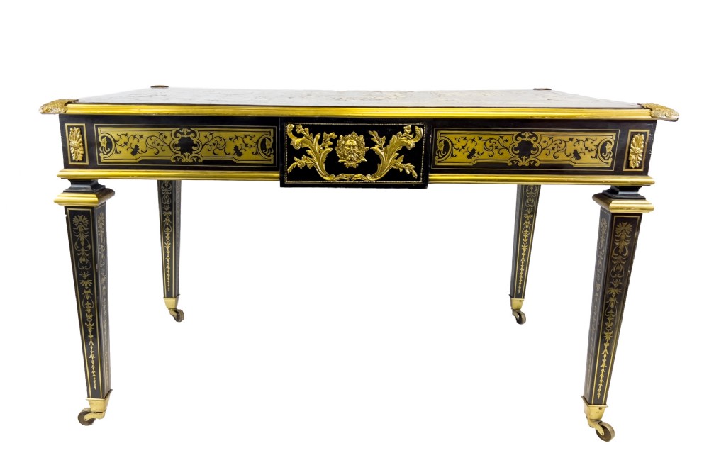 A 19th Century Brass inlaid French Boulle Style Desk  View II