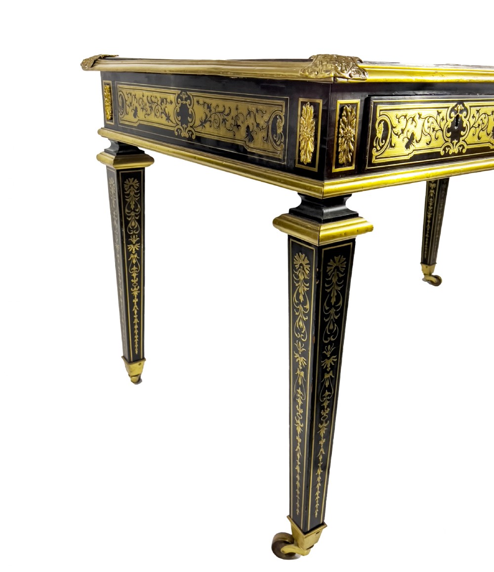 A 19th Century Brass inlaid French Boulle Style Desk  View III