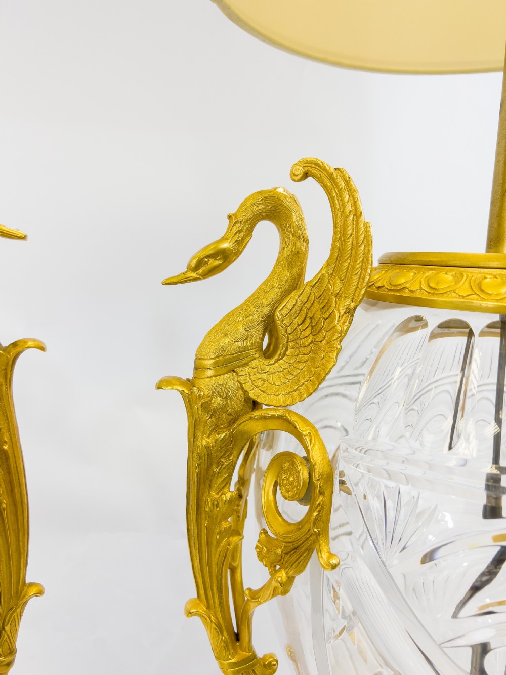 Large Pair Of French Antique Ormolu-Mounted Cut-Glass Vases Fitted As Lamps  View V
