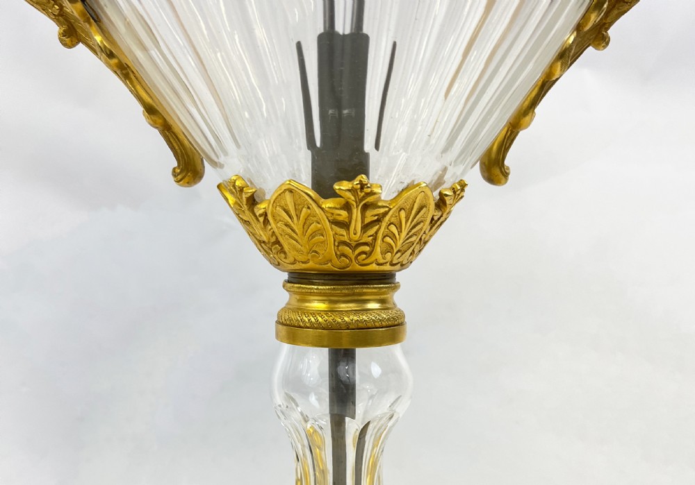 Large Pair Of French Antique Ormolu-Mounted Cut-Glass Vases Fitted As Lamps  View X