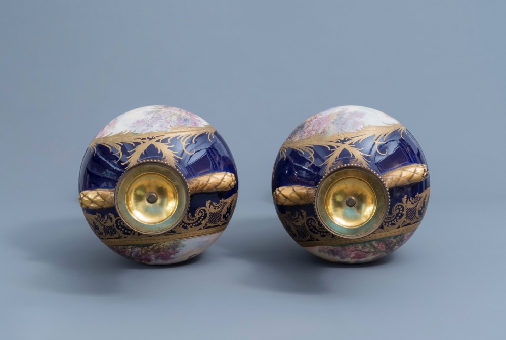 A Fine Large French Sevres Style Porcelain Vases Decorated With Gallant Scenes  View V