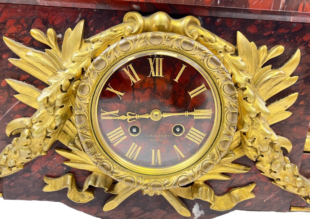 Late 19th Century Griotte Marble Mantel Clock By Ferdinand Barbedienne  View VI