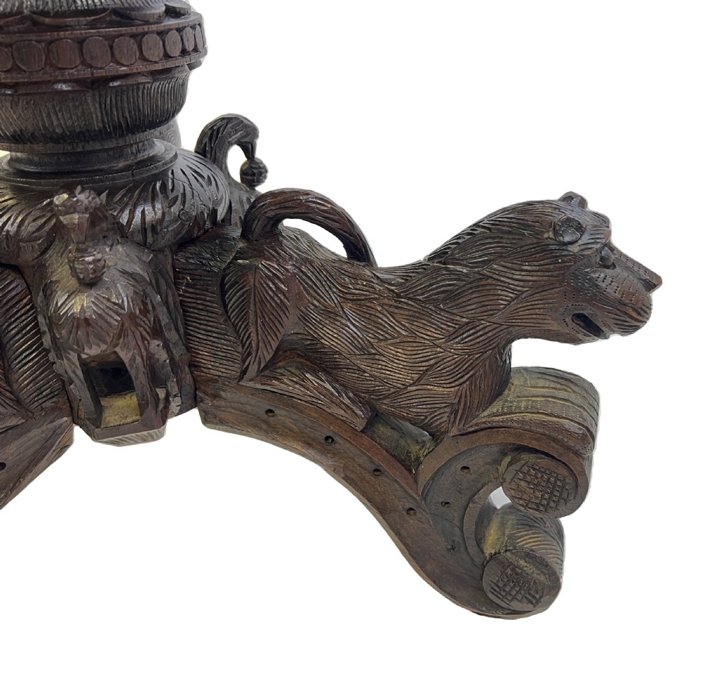 19th Century Extensively Carved Anglo-Indian Centre Table  View II