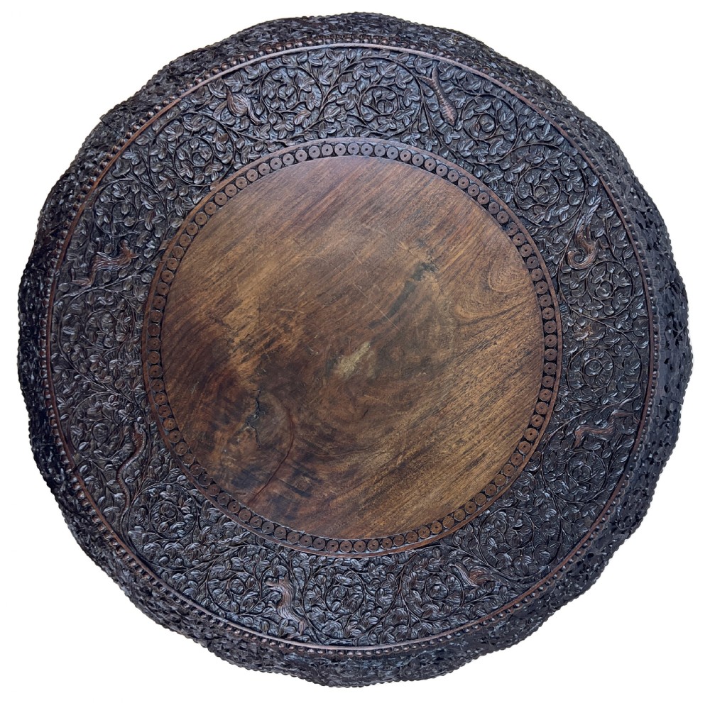 19th Century Extensively Carved Anglo-Indian Centre Table  View V
