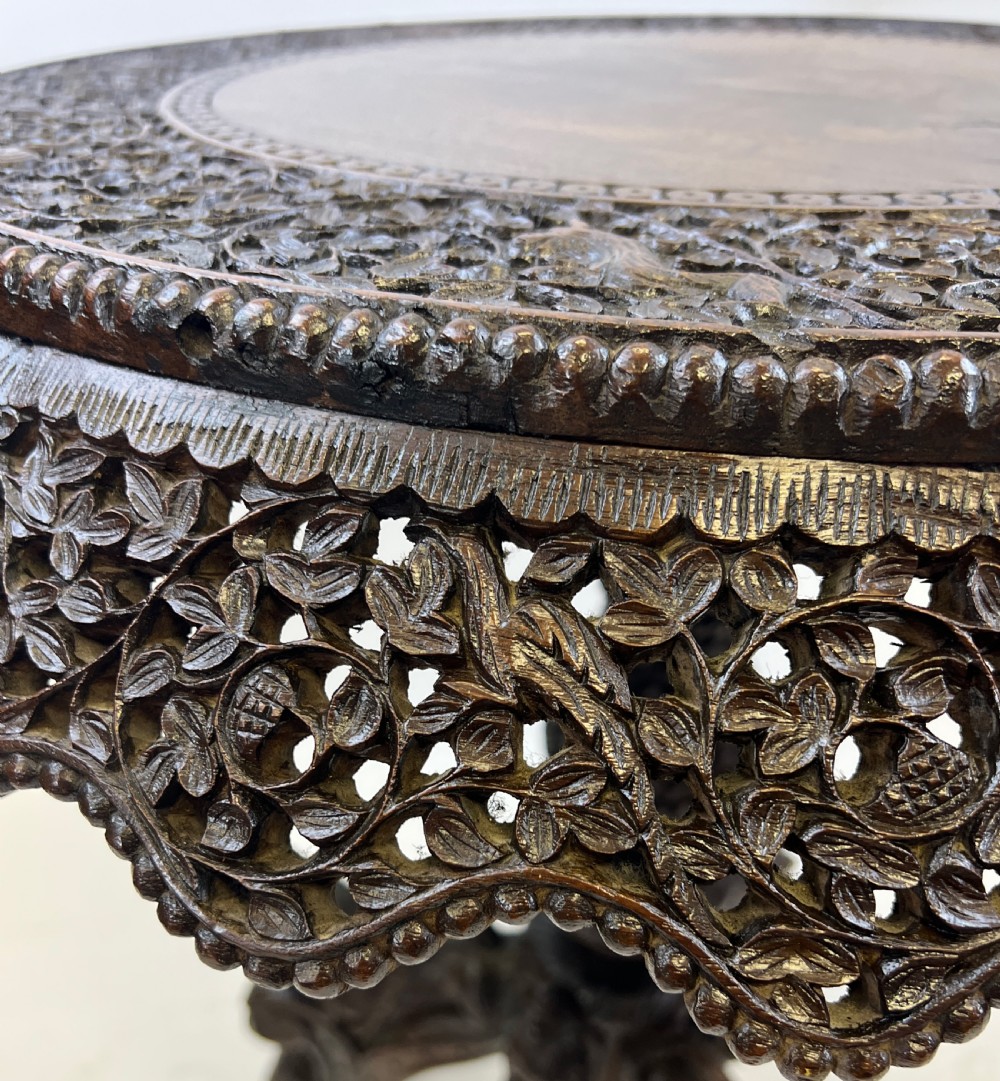 19th Century Extensively Carved Anglo-Indian Centre Table  View VII