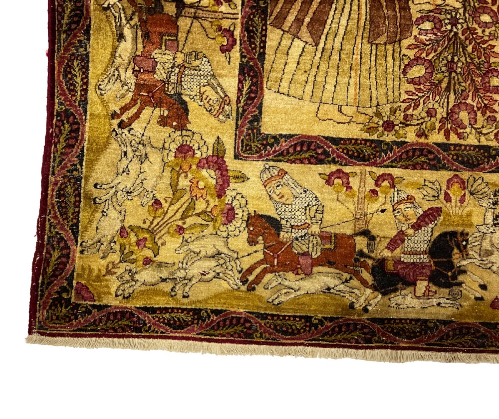 Antique Pictorial Kerman Ravar Rug  View V