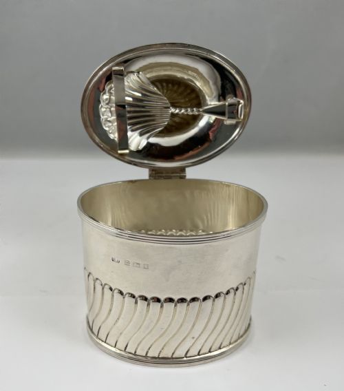 Rare Edwardian Silver Tea Caddy, Birmingham 1908, George Unite