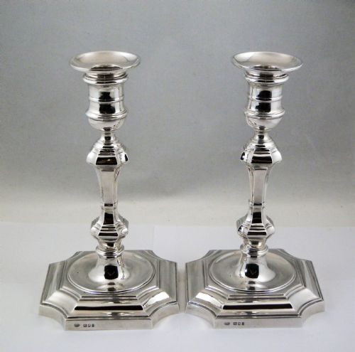 Art Deco Silver Candle Sticks by Alexander Clark, London 1924