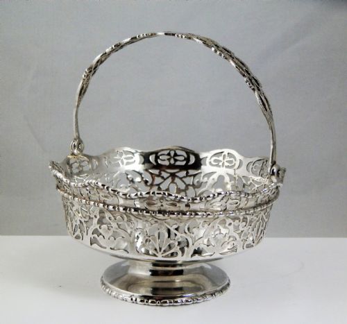 Chester Edwardian Silver Bonbon Basket, Chester 1908