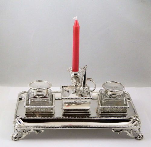 Victorian Silver Desk Inkstand, C.s. Harris London 1895
