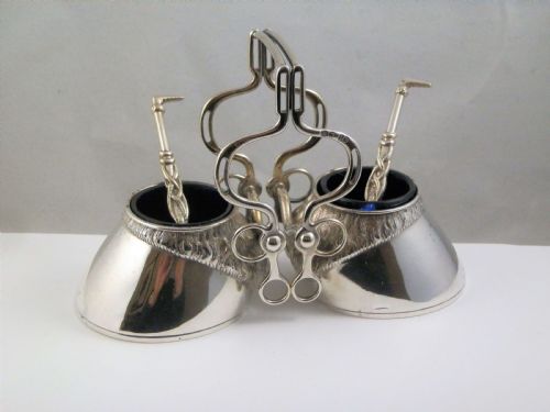 A Victorian Antique Double Silver Salt Cellar with Spoons, London 1874