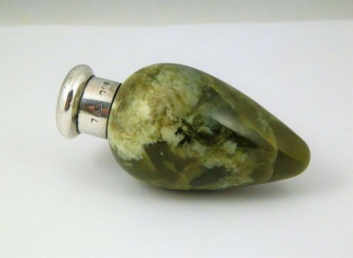 Edwardian Antique Silver and Agate Perfume Bottle, London 1910