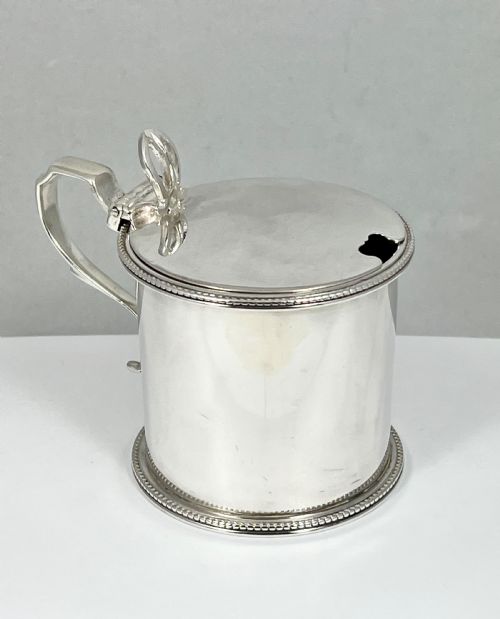 Victorian Antique Silver Drum Shaped Mustard Pot, London 1869