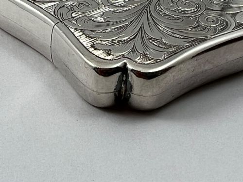 VICTORIAN ANTIQUE SILVER CARD CASE OF ST PAULS CATHEDRAL BY NATHANIEL MILLS - ADDITIONAL PHOTO 3