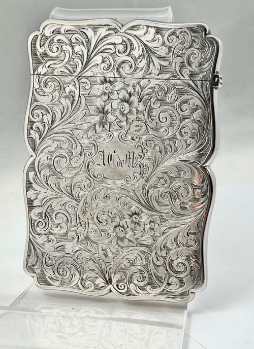 VICTORIAN ANTIQUE SILVER CARD CASE OF ST PAULS CATHEDRAL BY NATHANIEL MILLS - ADDITIONAL PHOTO 5